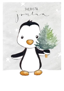 Joulukortti Henna Adel - Pingu ja pieni kuusi