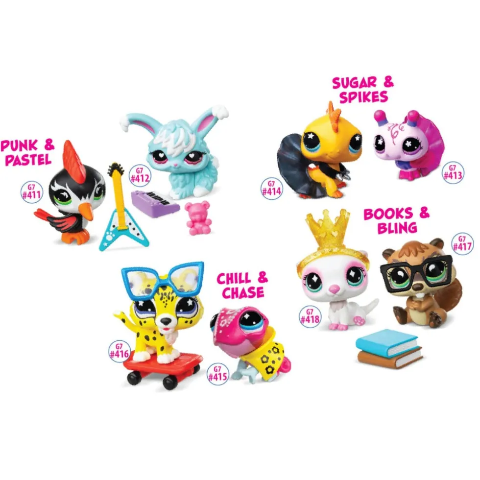 Littlest Pet Shop G7 S5 Books & Bling Pet Pair, Majava #417 ja Saukko #418