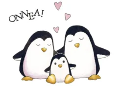 Onnittelukortti vauva pingviini kirjekuorella