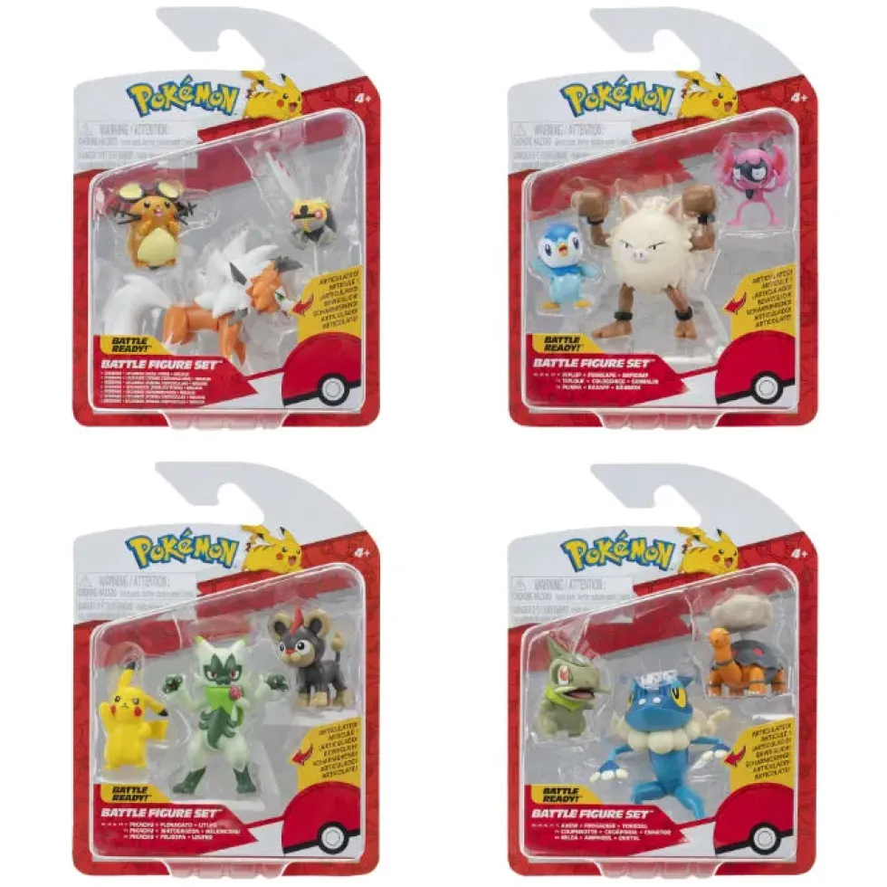 Pokemon Battle figuuri 3-Pack - Pikachu, Floragato, Litleo