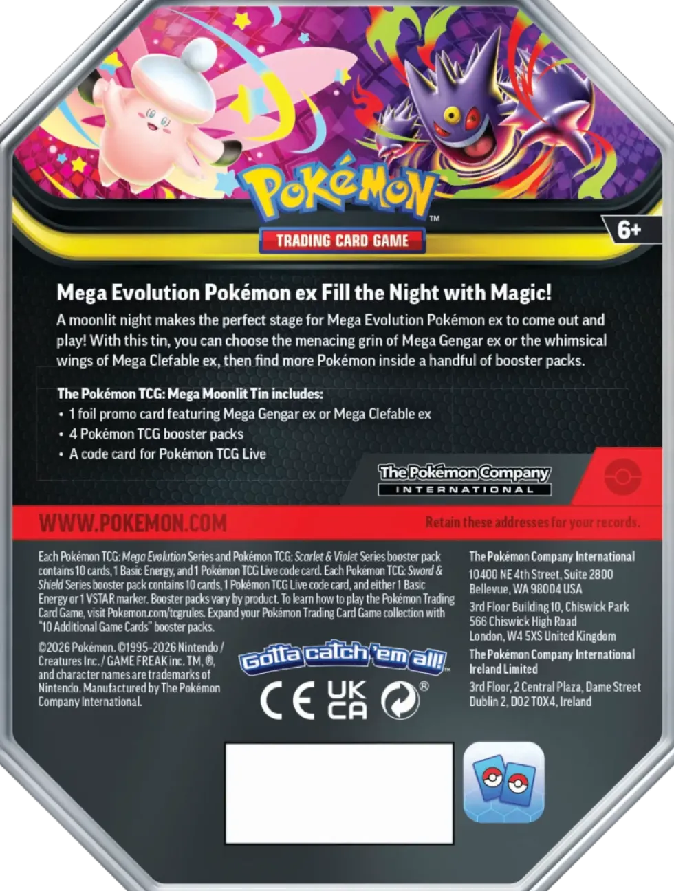 Pokémon Tin Summer 2026 Mega Gengar EX - keräilykortti pakkaus